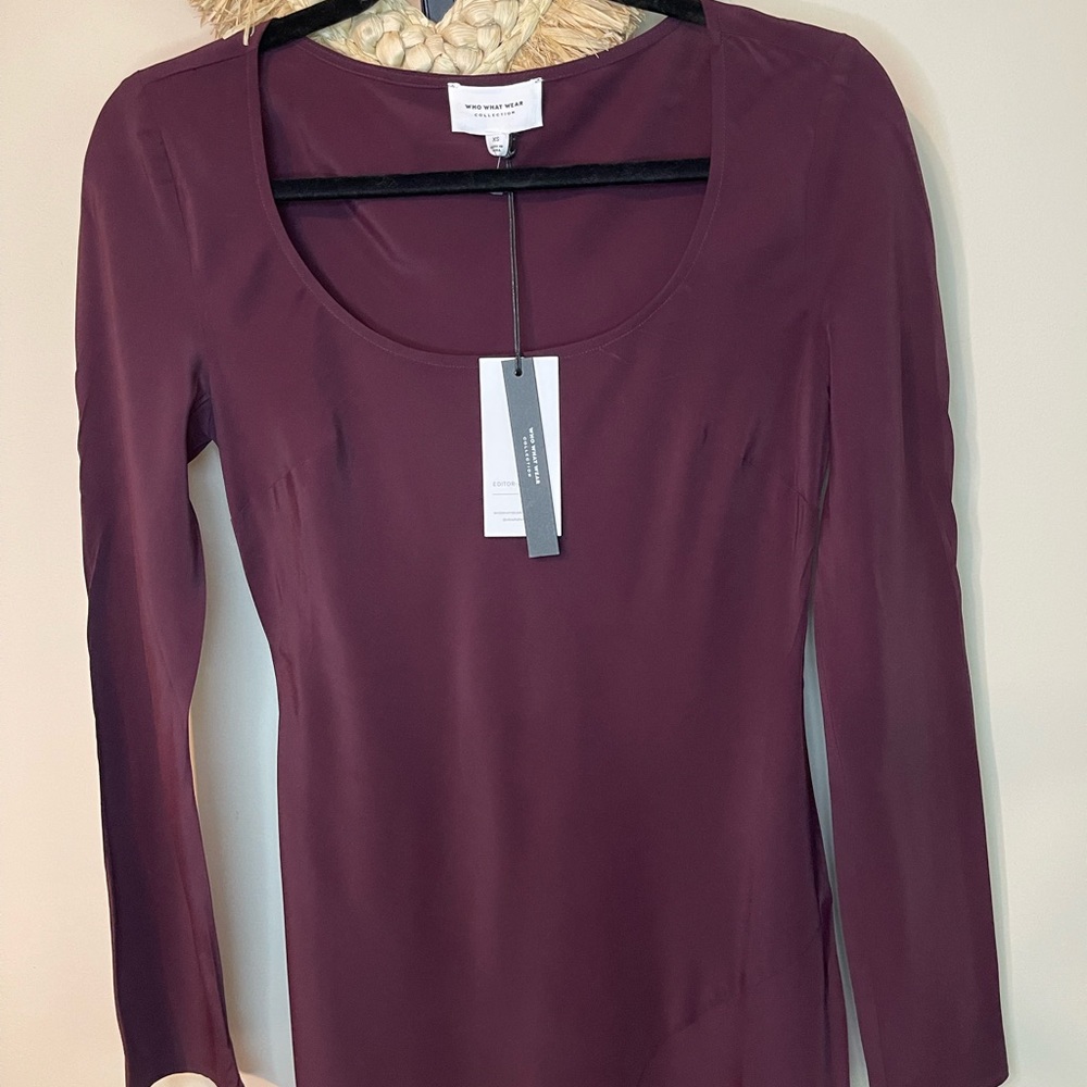 NWT Florence Long-Sleeve Washed Silk-Blend MIDI Dress Size XS by Who What Wear - Picture 5 of 10